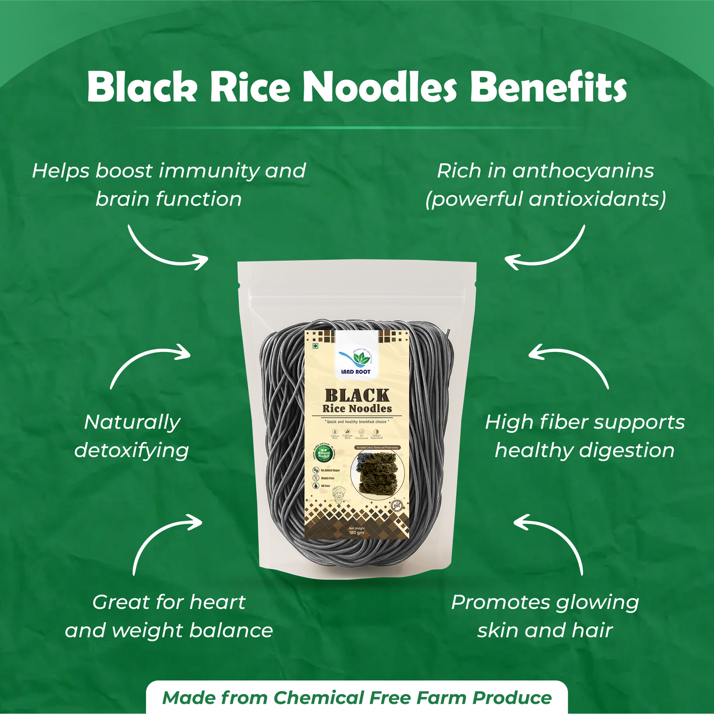 LandRoot Organic Black Rice Noodles
