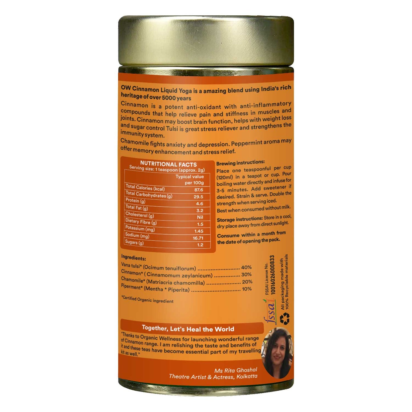 Organic Wellness Cinnamon Liquid Yoga Tea