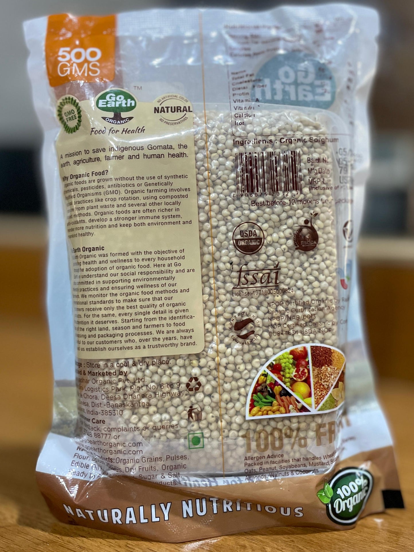 Organic Sorghum(Jowar) Whole 500 GM