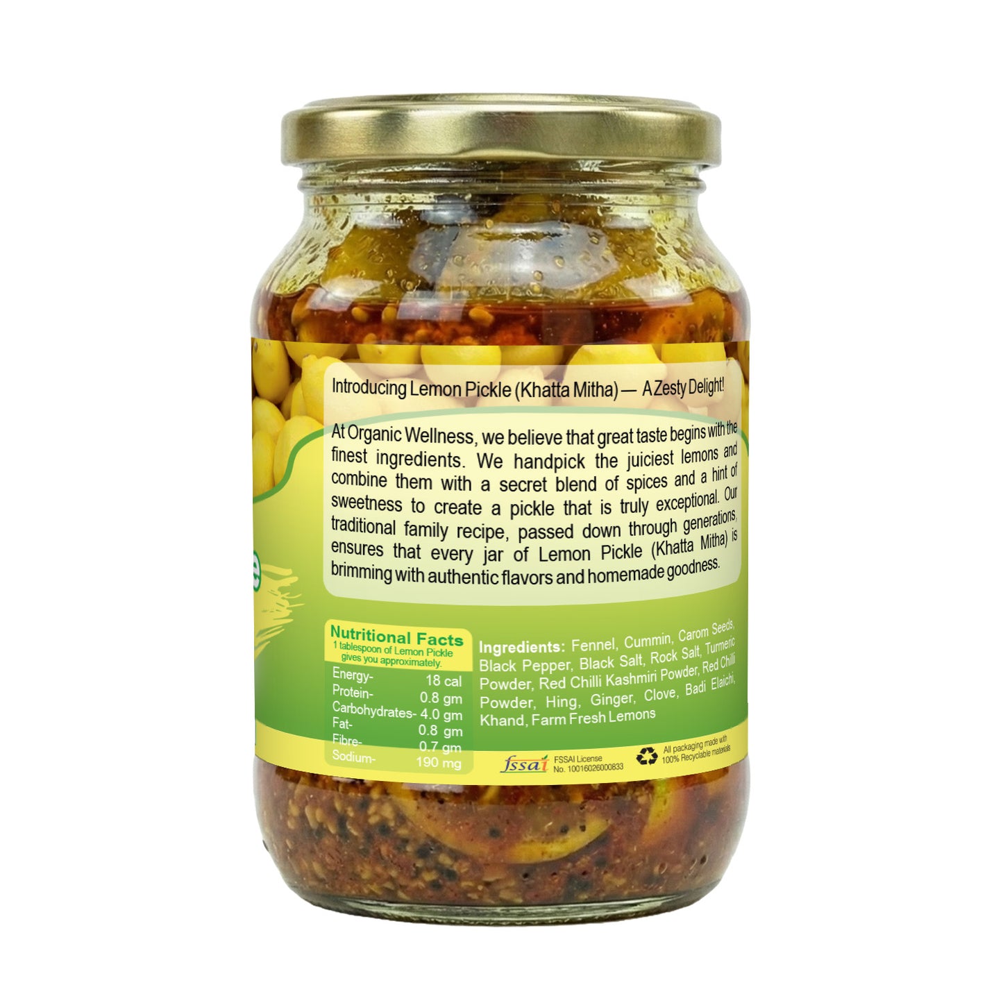 Organic Wellness Khatta Mitha Lemon Pickle