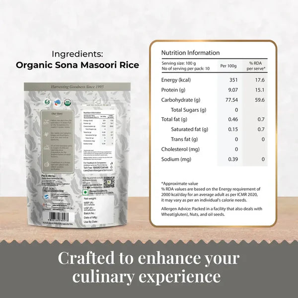 Organic Sona Masoori Rice (White)