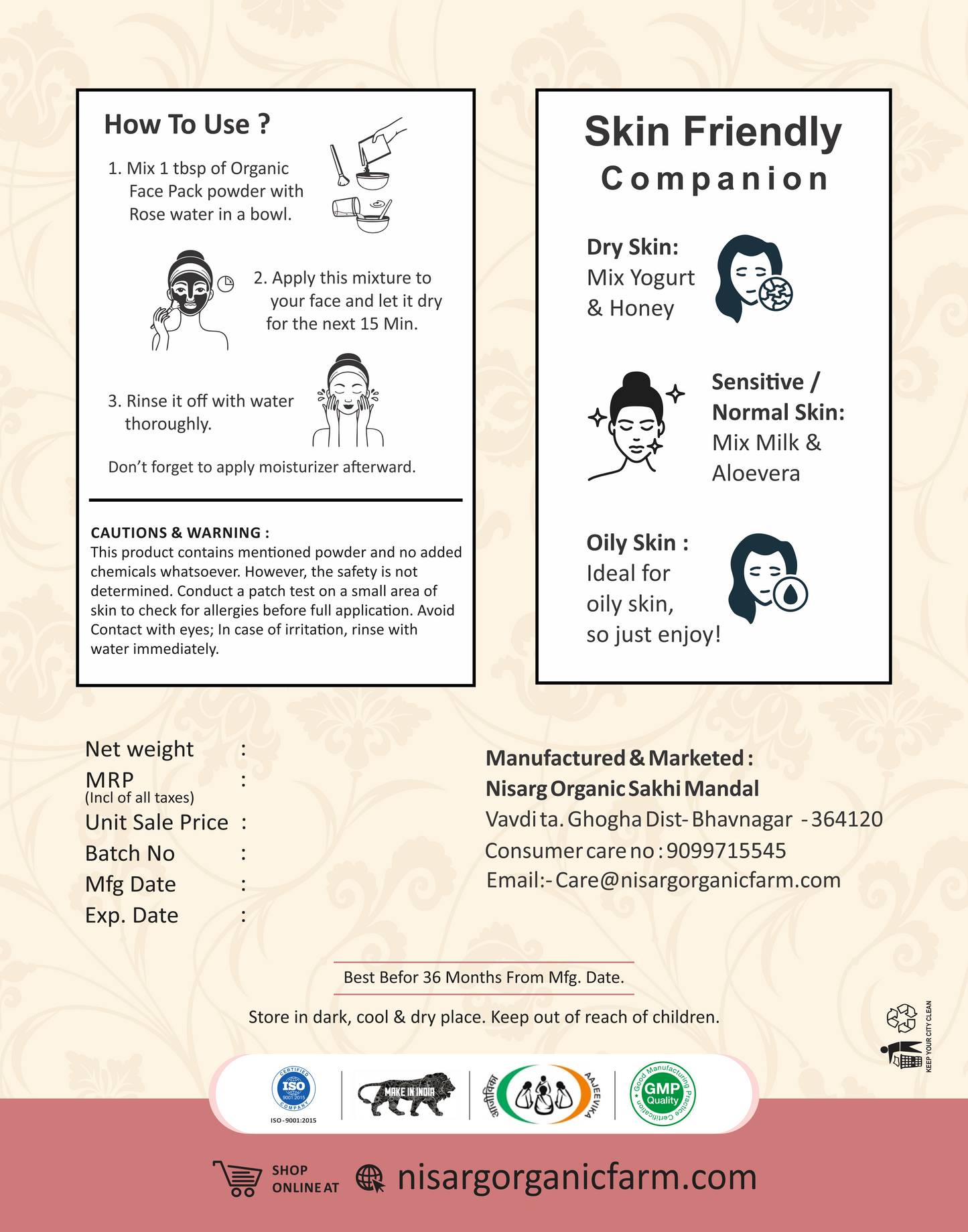 Organic Face Pack Powder