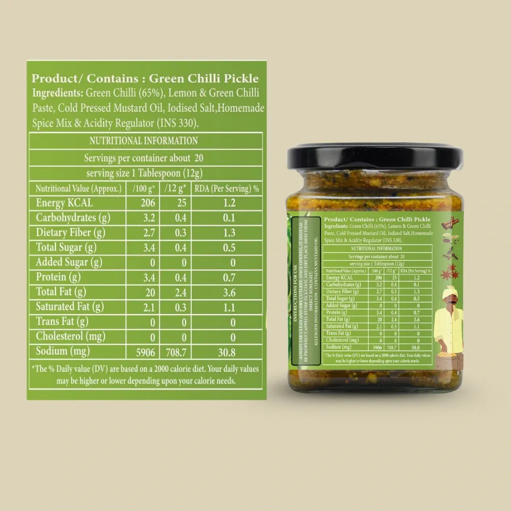 Organic PAHADI HARI MIRCH (Green Chilli Pickle)