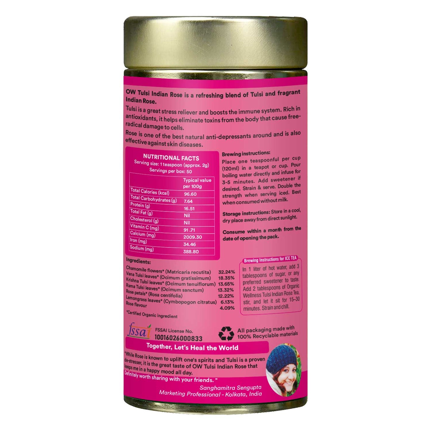 Organic Tulsi Indian Rose Tea