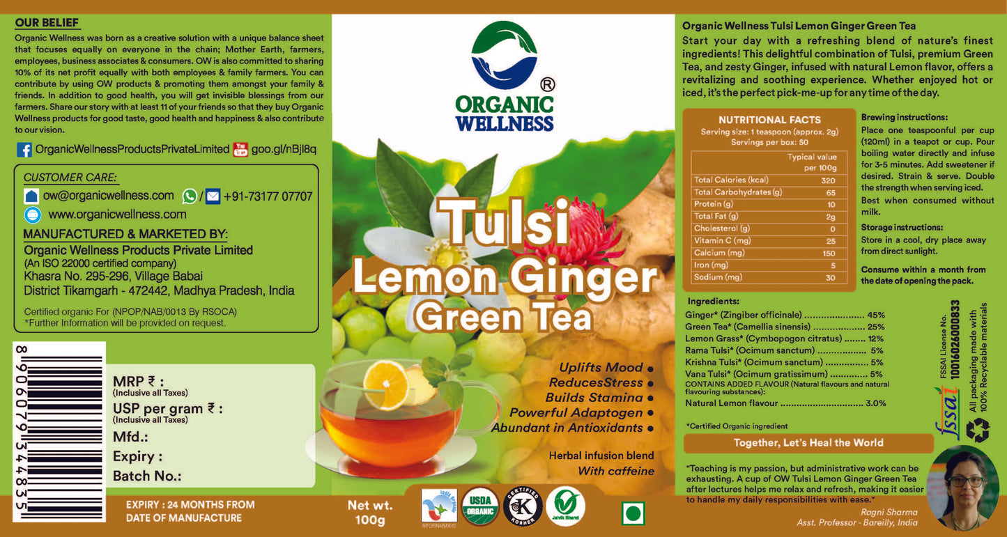 Tulsi Lemon Ginger Green Tea