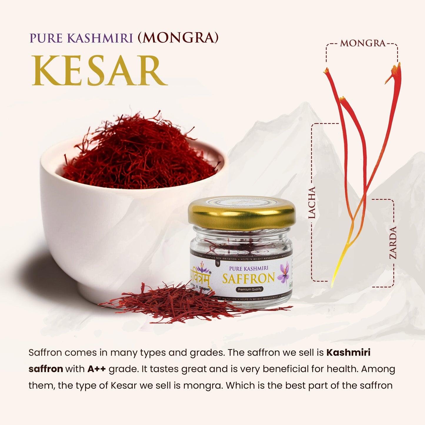 Kashmiri Mongra Saffron Grade "A"