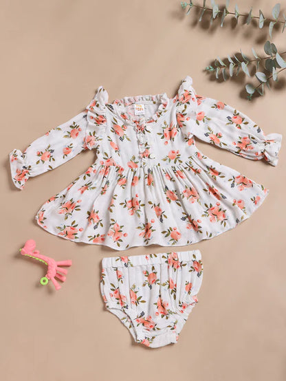 100% Bamboo Muslin Baby Frock with Matching Shorts | Ultra Soft & Breathable Outfit Set for Girls