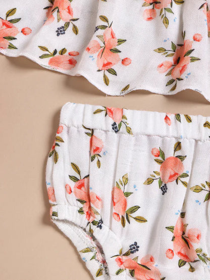 100% Bamboo Muslin Baby Frock with Matching Shorts | Ultra Soft & Breathable Outfit Set for Girls