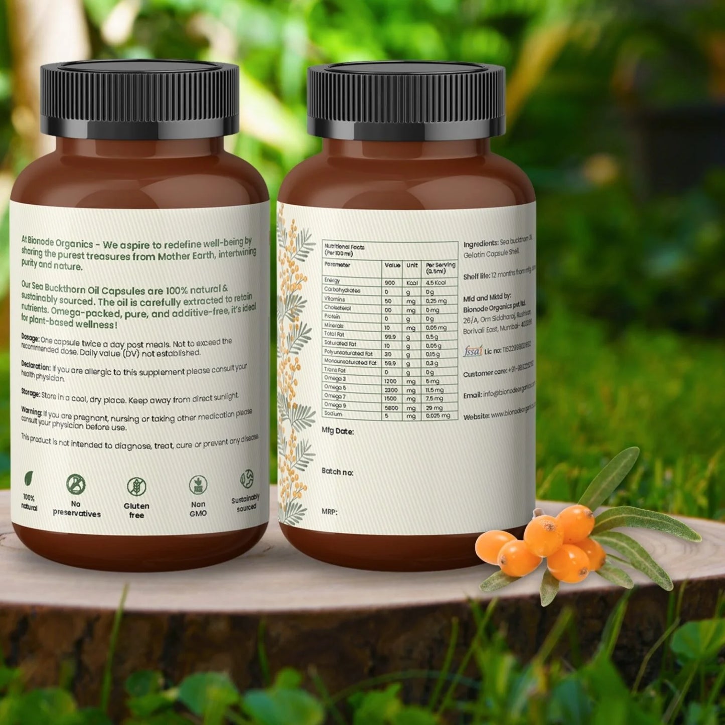 Bionode Organic Sea Buckthorn Oil Capsules