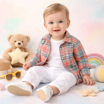 3-Piece Clothing Set – White Bamboo Cotton Tee | Cotton Shirt & Corduroy Pants