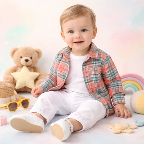 3-Piece Clothing Set – White Bamboo Cotton Tee | Cotton Shirt & Corduroy Pants