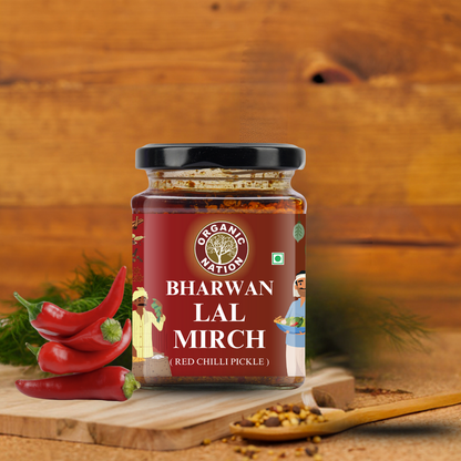 BHARWAN LAL MIRCH (Stuffed Red Chilli Pickle)