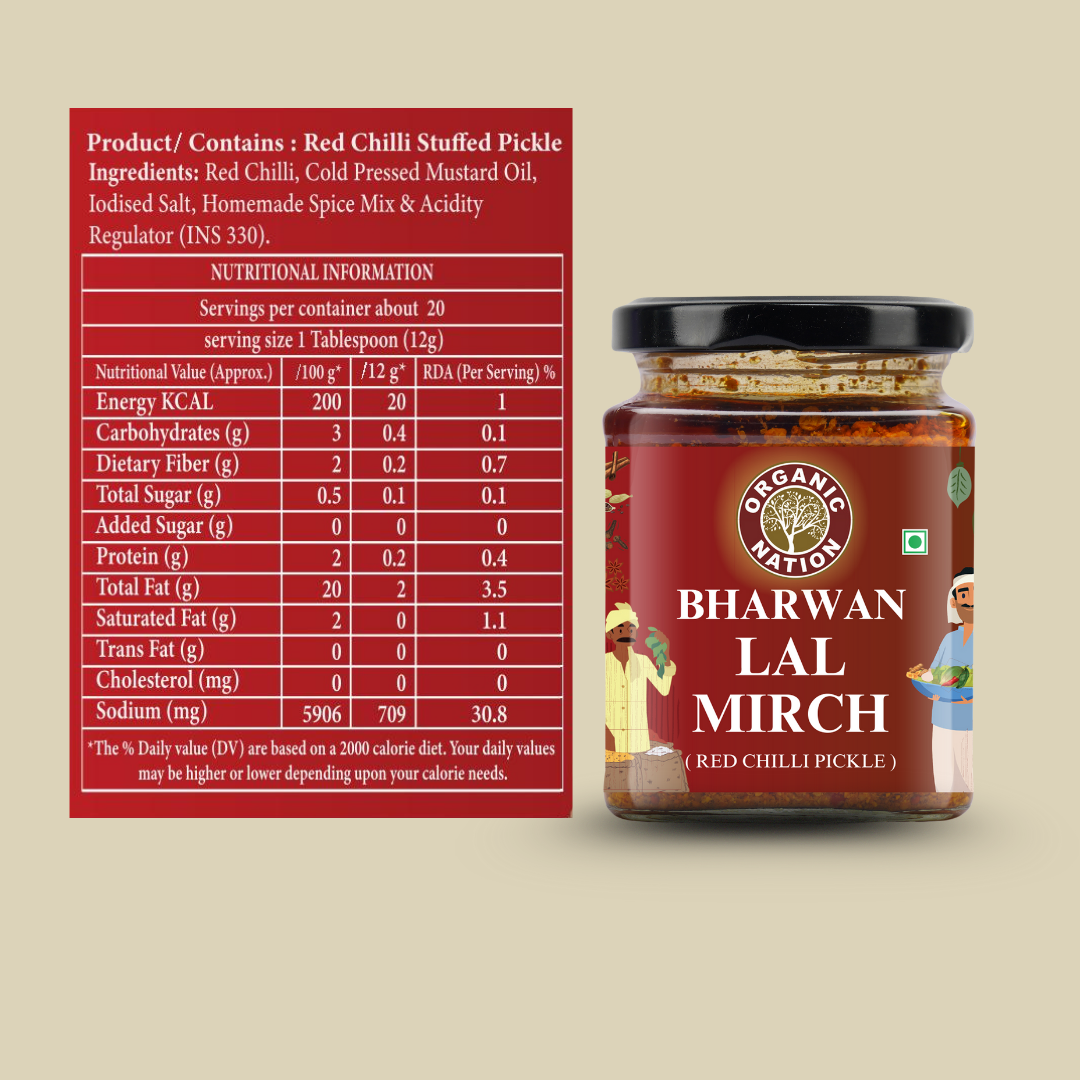 BHARWAN LAL MIRCH (Stuffed Red Chilli Pickle)