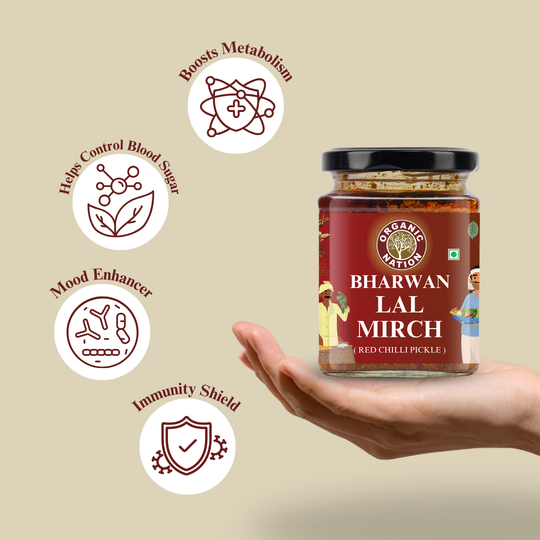 BHARWAN LAL MIRCH (Stuffed Red Chilli Pickle)