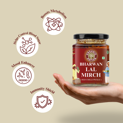 BHARWAN LAL MIRCH (Stuffed Red Chilli Pickle)