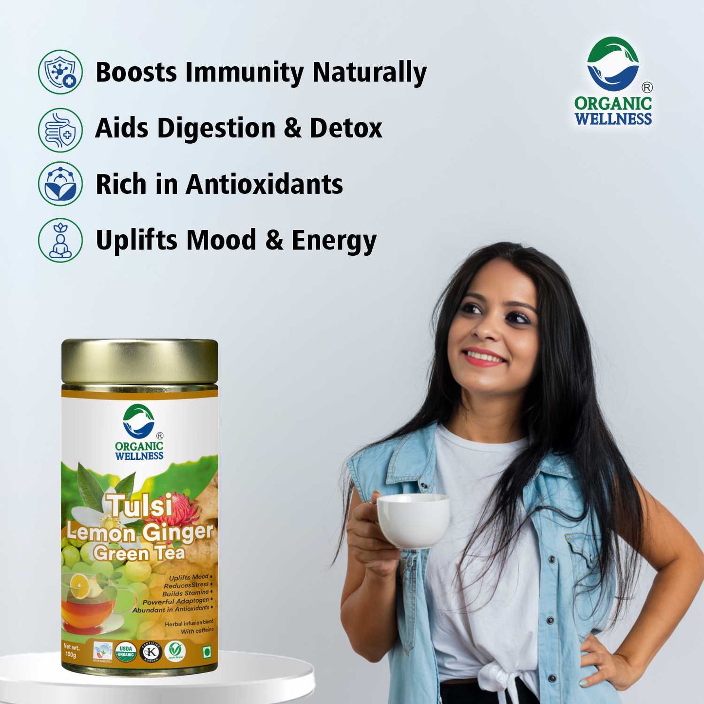 Organic Wellness Tulsi Lemon Ginger Green Tea