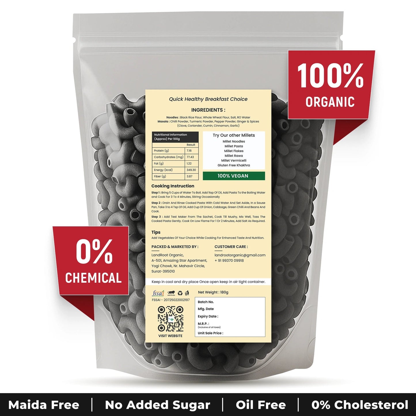 LandRoot Organic Black Rice Pasta