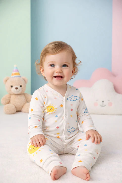 Ultra-Soft Bamboo Cotton Full Sleeves Romper- All season wear