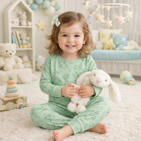 Bamboo Cotton Printed Pyjama Set | Soft Top & Jogger Outfit for Infants