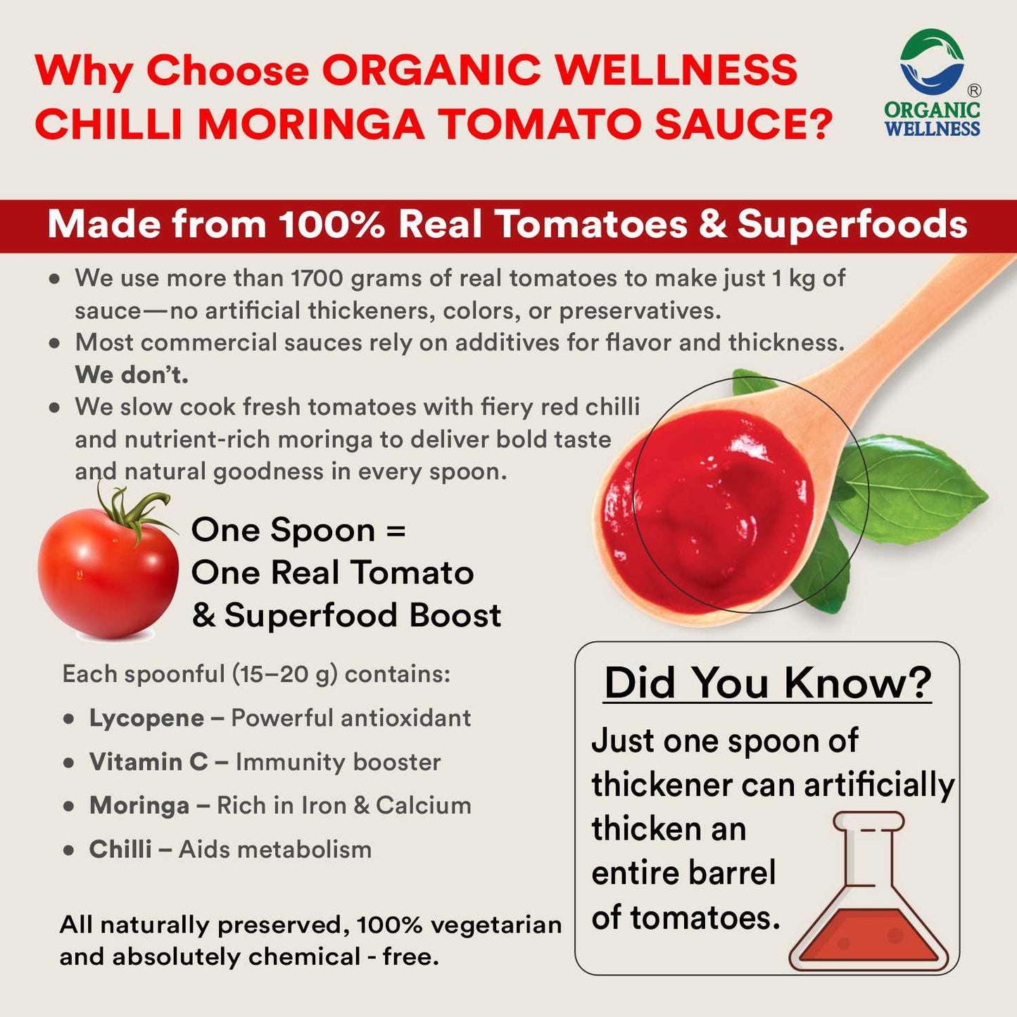 Organic Wellness Chilli Moringa Tomato Sauce