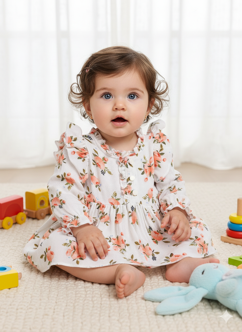 Tiny Tiggy 100% Bamboo Muslin Baby Frock with Matching Shorts | Ultra Soft & Breathable Outfit Set for Girls