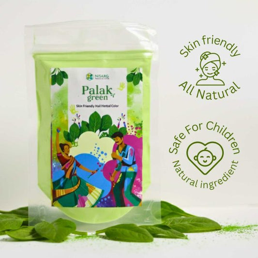 Nisarg Organic Farm Natural Palak Green Holi Color – Herbal & Skin-Safe Gulal