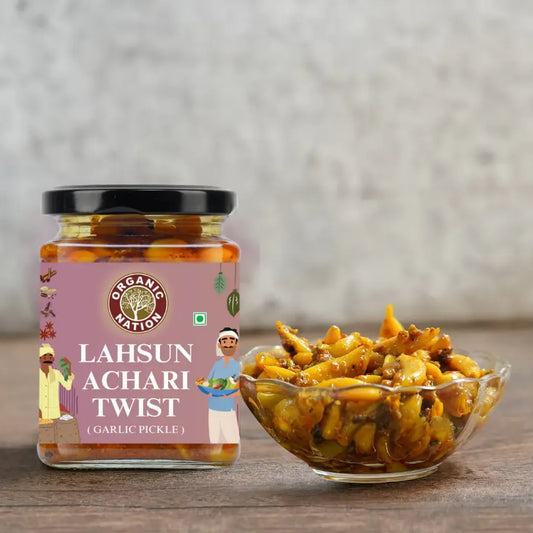 Organic LAHSUN ACHARI TWIST (Garlic Pickle)