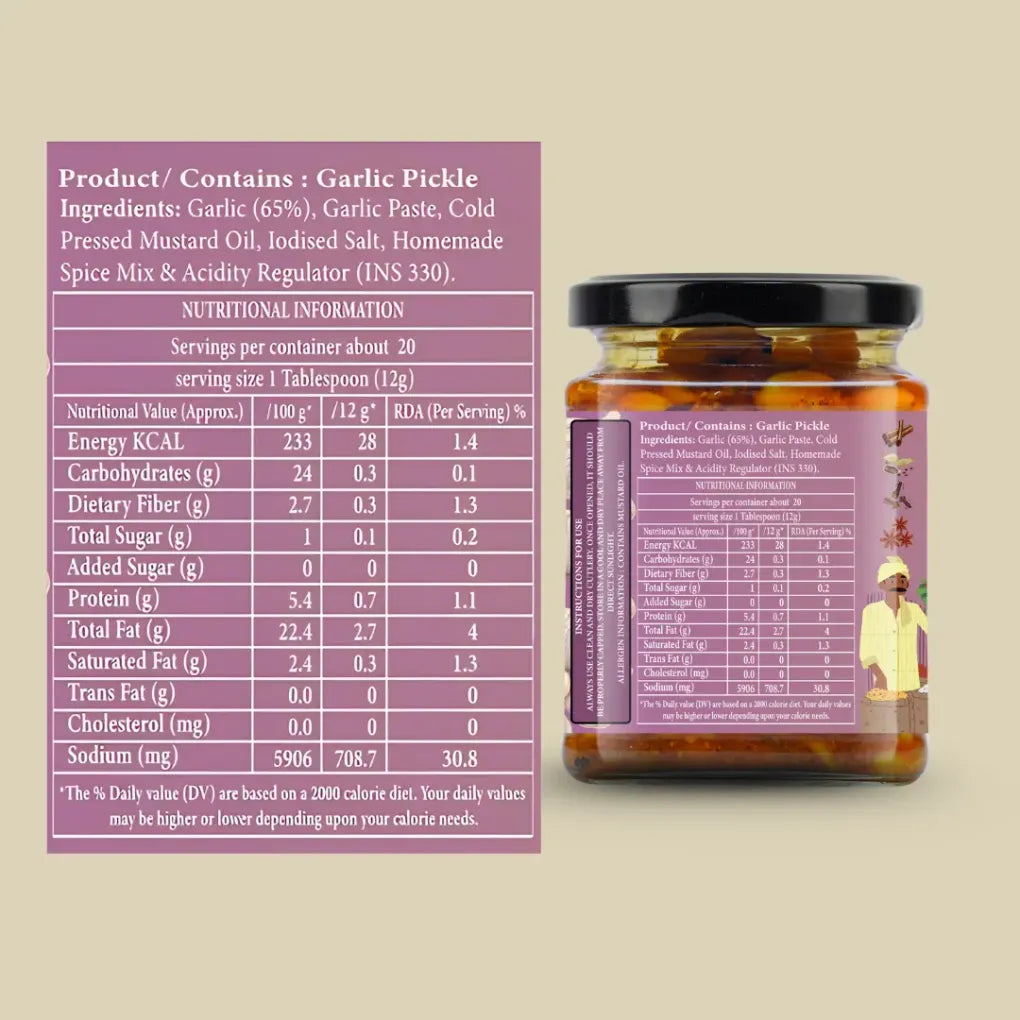 Organic LAHSUN ACHARI TWIST (Garlic Pickle)