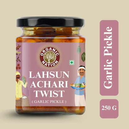 Organic LAHSUN ACHARI TWIST (Garlic Pickle)