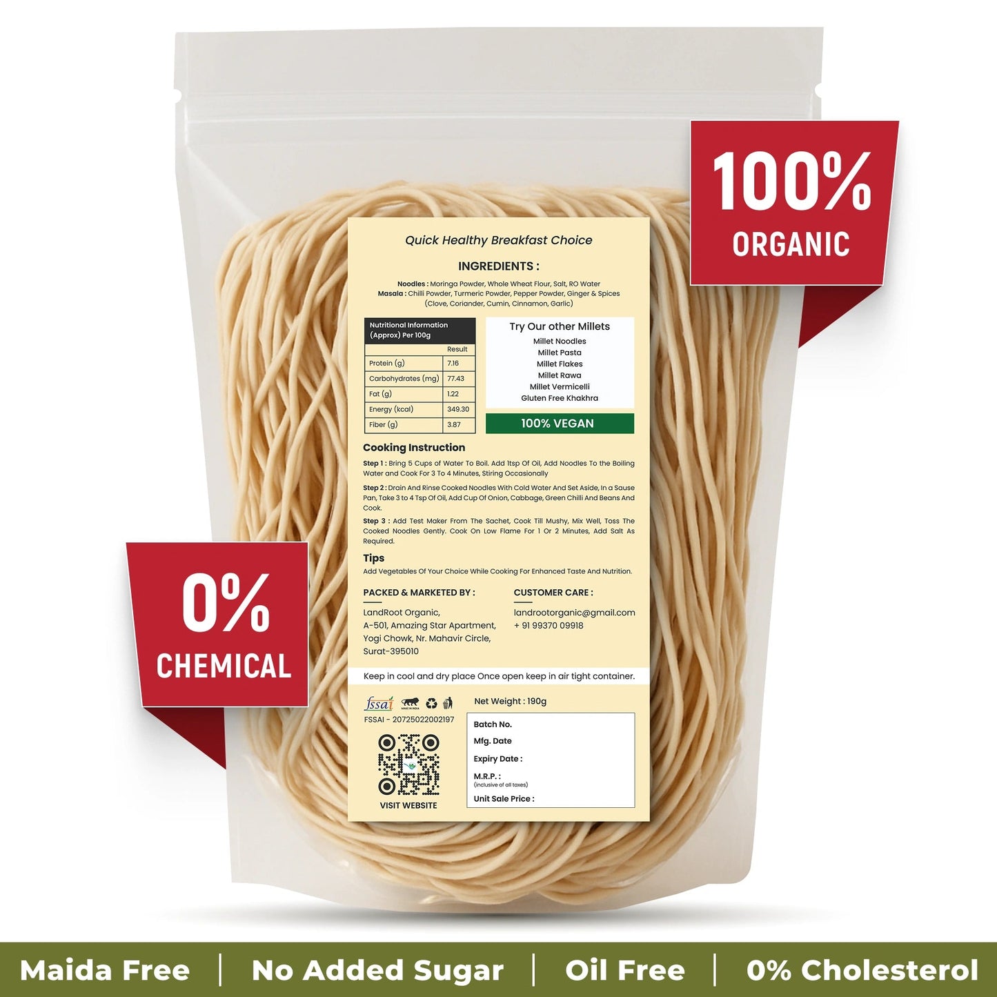 LandRoot Organic Moringa Noodles