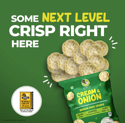 Brown rice Crisps, Cream & Onion - 55 GM