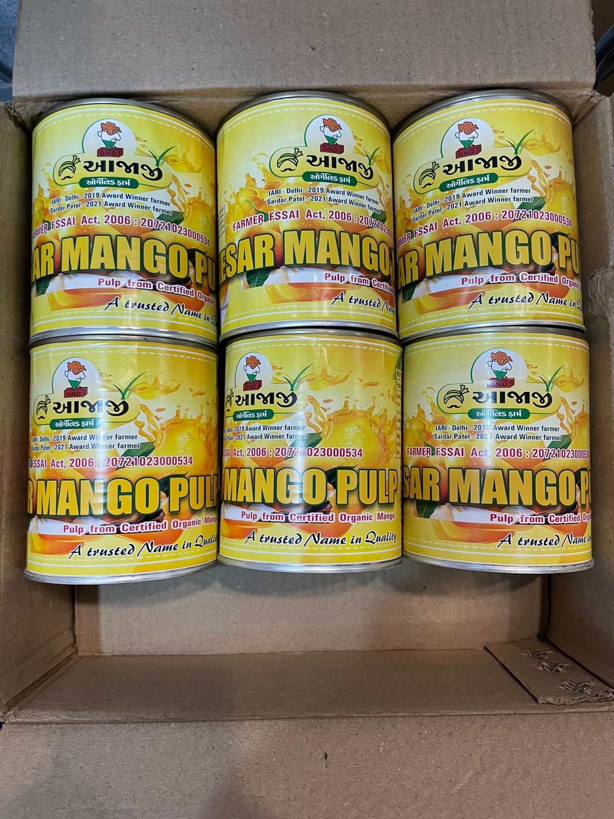 Kesar Mango Pulp(Ras) from Our Certified Organic Jumbo Kesar Mango