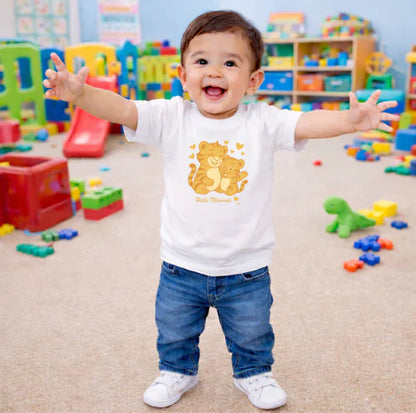 Kids Bamboo Cotton White Printed T-Shirt