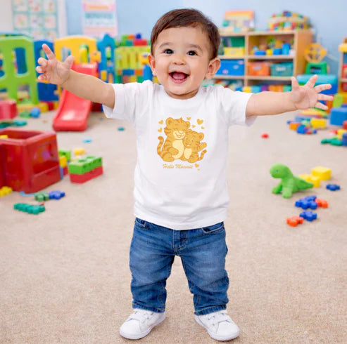 Kids Bamboo Cotton White Printed T-Shirt