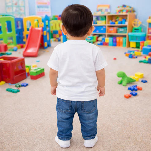 Kids Bamboo Cotton White Printed T-Shirt