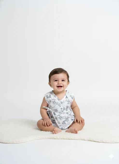 Printed 100% Cambric Cotton Baby Jhabla with 2 Nappies Cute Prints for Newborn Boys & Girls