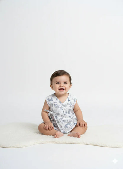 Printed 100% Cambric Cotton Baby Jhabla with 2 Nappies Cute Prints for Newborn Boys & Girls