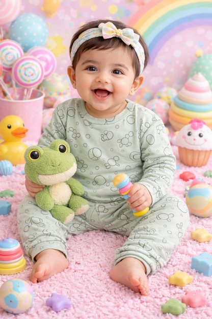 Bamboo Cotton Printed Pyjama Set | Soft Top & Jogger Outfit for Infants