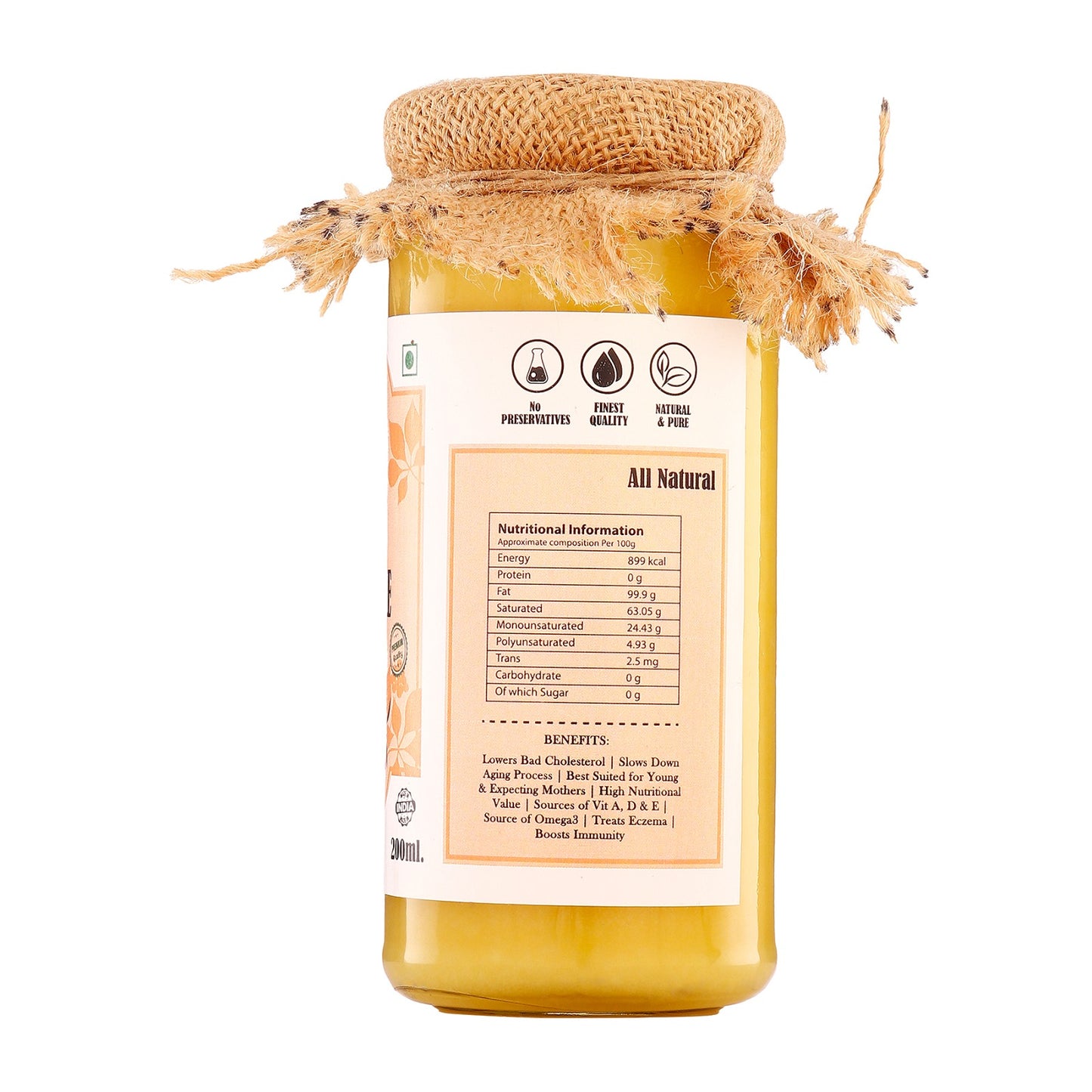 PURE & NATURAL ARTISAN A2 COW GHEE