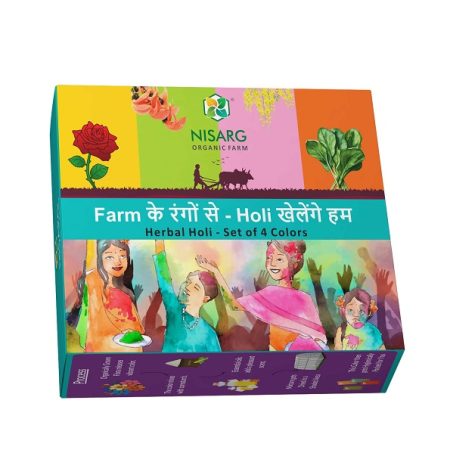 Nisarg Organic Farm Natural Dry Holi Colors – Skin Safe & Environment Friendly (Pack of 4)