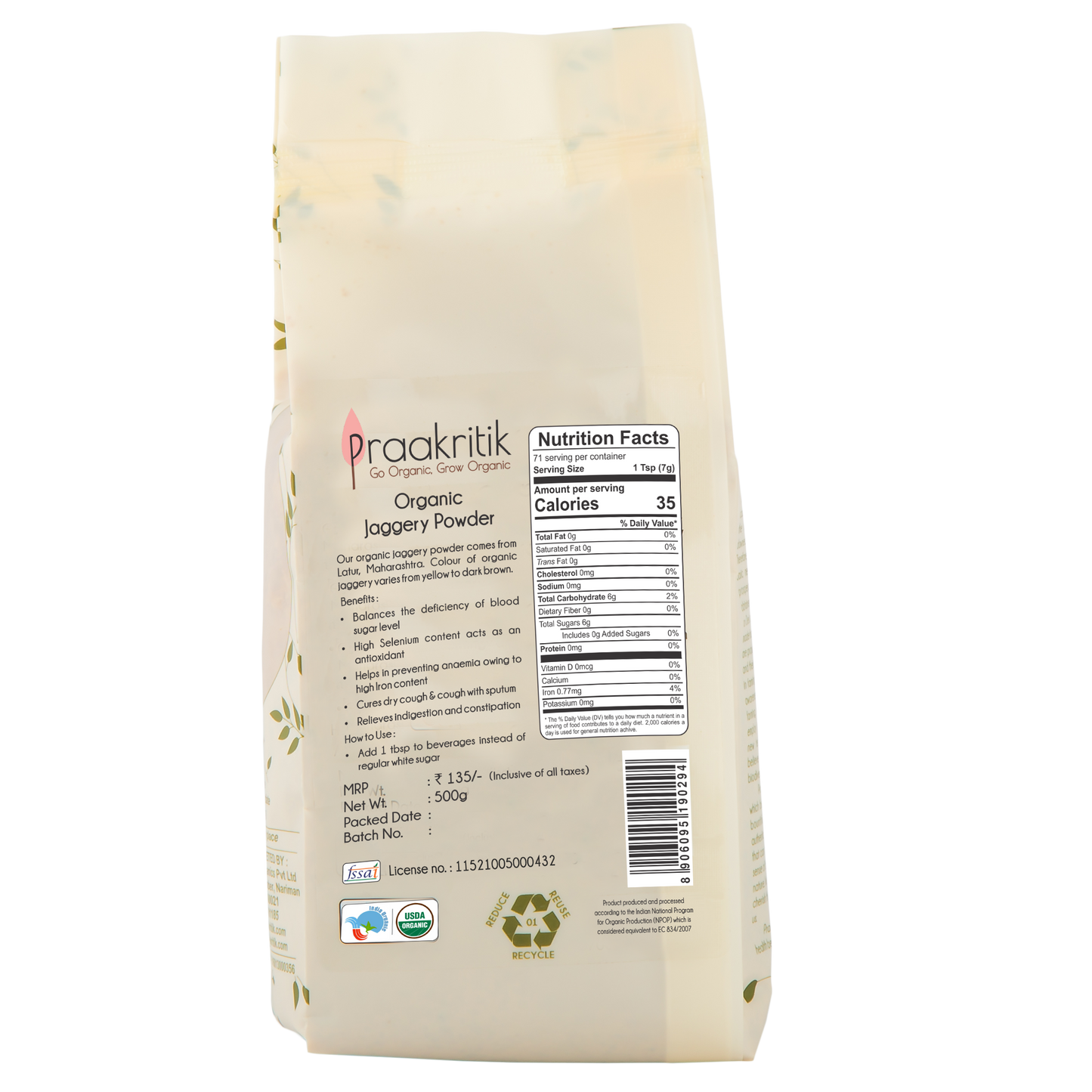 Organic Jaggery Powder 500 GM