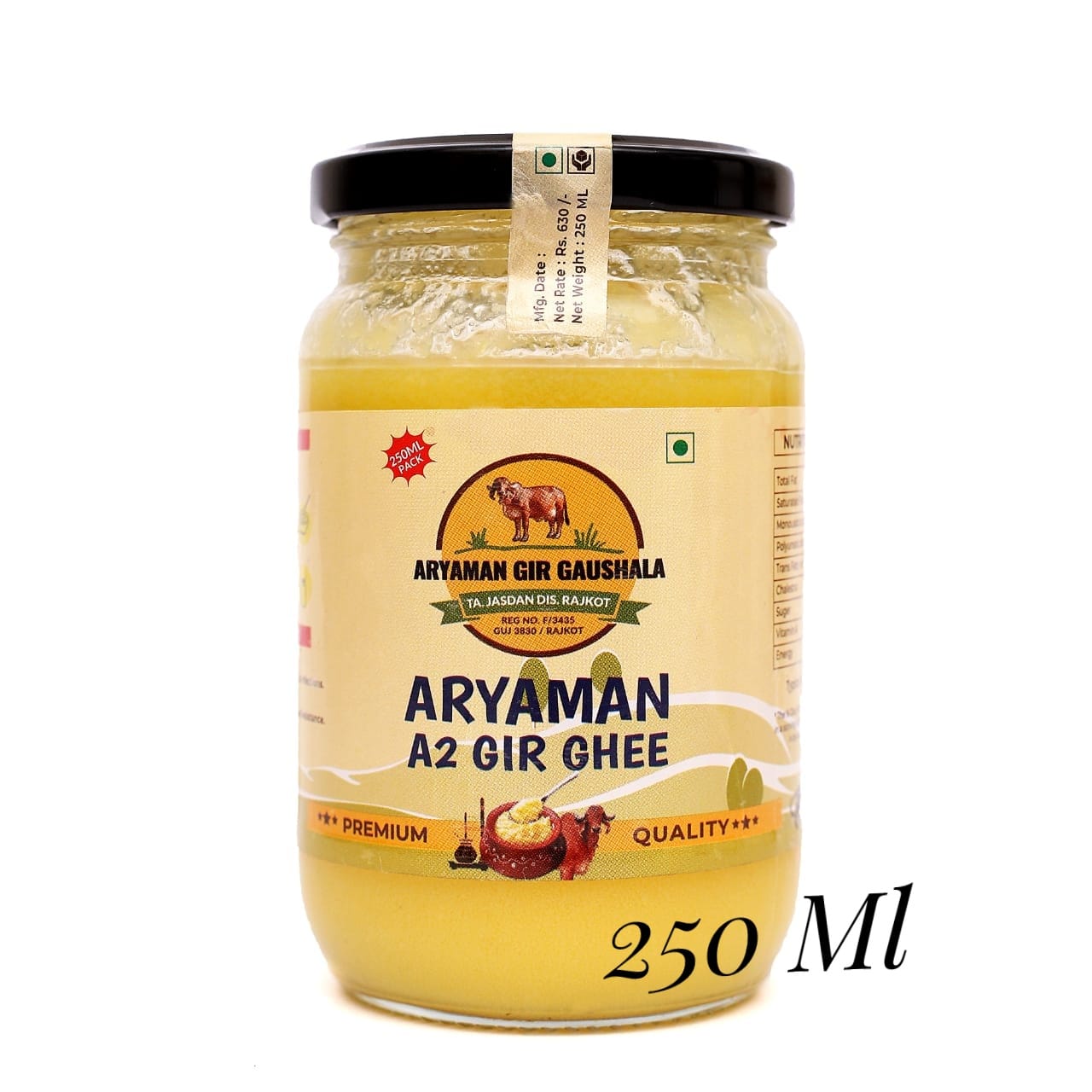 Organic A2 Gir Cow Ghee - 250 ML