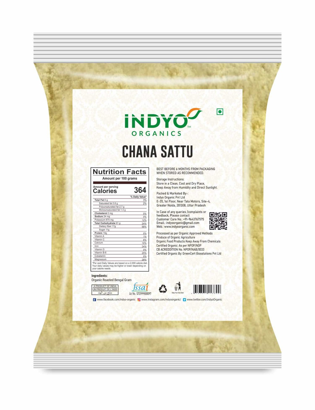 Organic Chana Sattu (Roasted Chana Flour) 500g