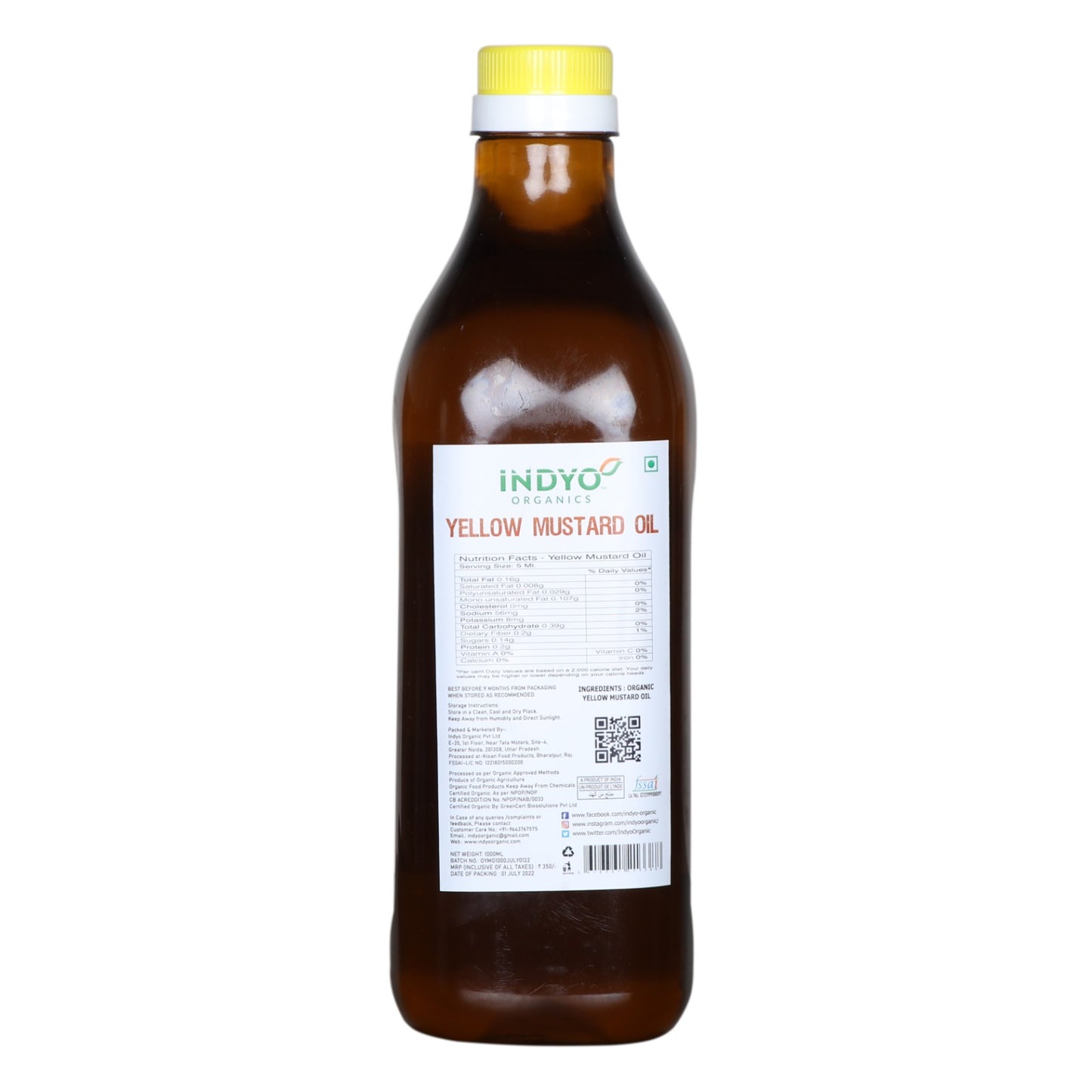 Organic Yellow Mustard Seeds Oil 1000 ml